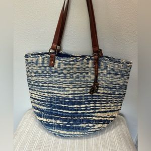 EUC Lucky brand weaved braided tote.  Bohemian beach summer.